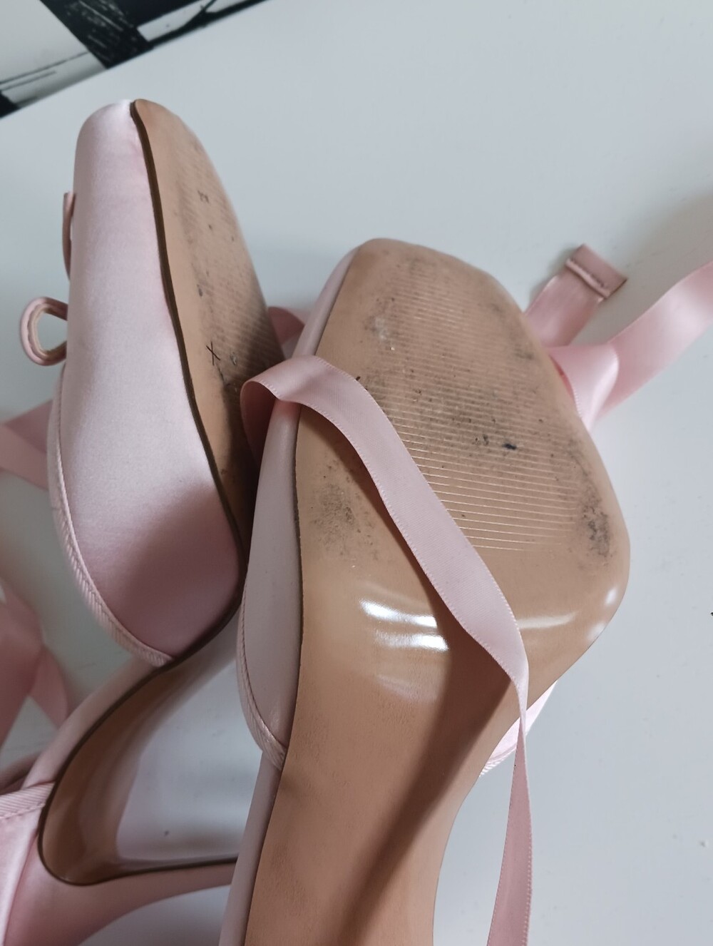 Steve Madden Blush Pink Satin Ankle Tie Ballet Heels Size 7.5 - Picture 13 of 13